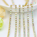 Wholesale Suppliers Gold Dense Cup Rhinestone Chain Trim for DIY Making, Crystal AB G0102